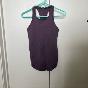 Lululemon Final Lap Tank in black currant with built in bra and racerback panel